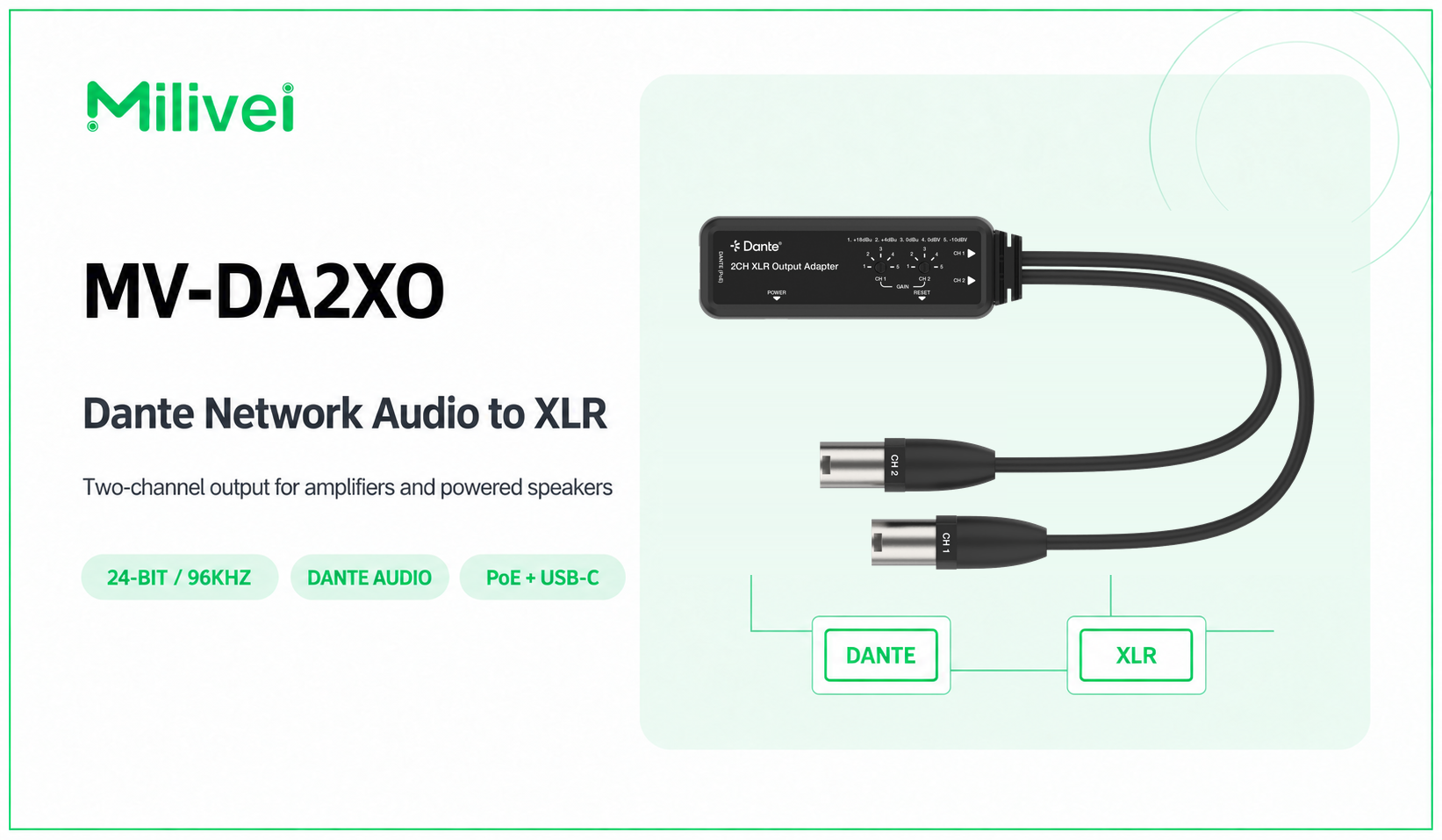 How the MV-DA2XO Connects Dante Networks to XLR Audio Systems