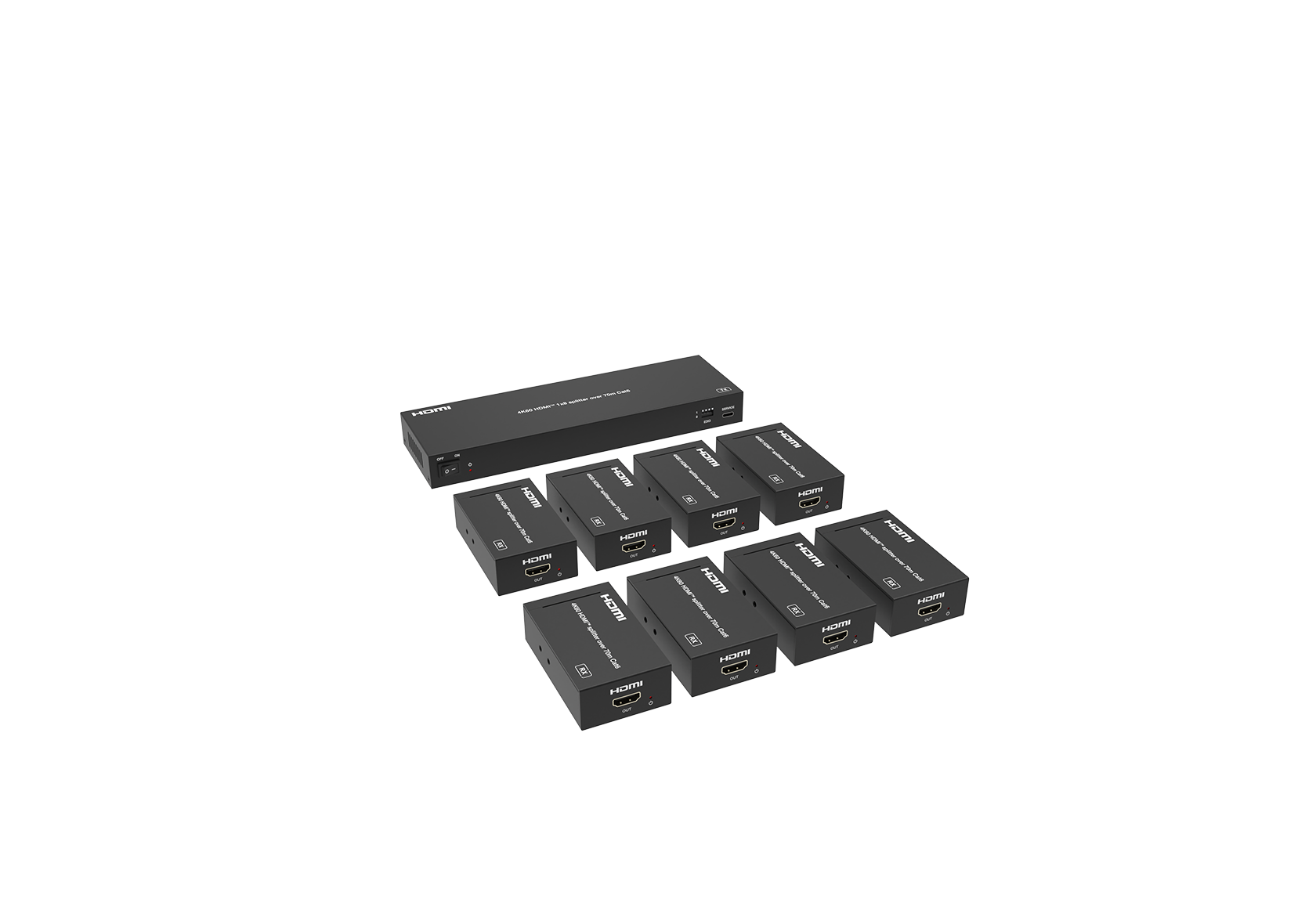 4K60 1×8 HDMI over CAT Extender 70m – Milivei MV-ES18704K
