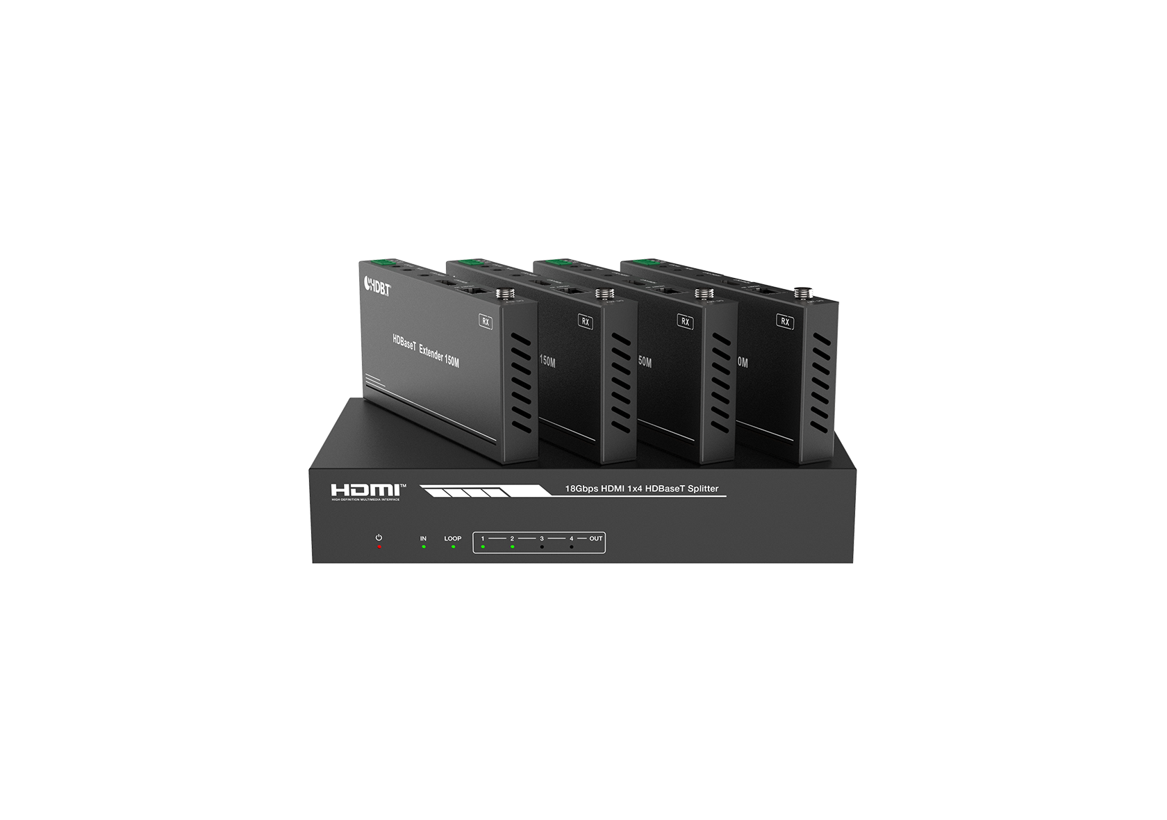 4K60 1×4 HDMI over HDBaseT Splitter Extender – 120m – Milivei MV-HES141204K