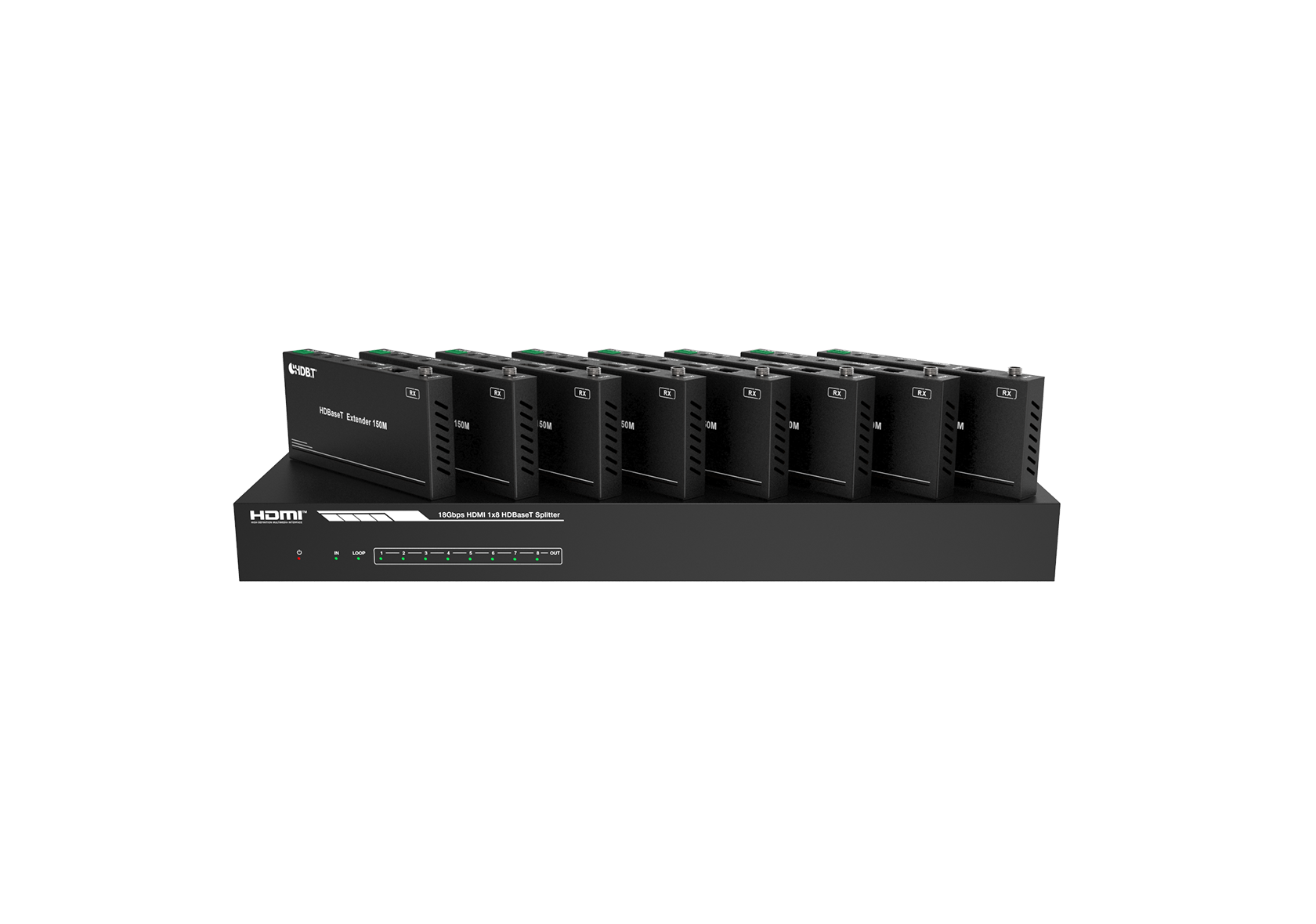 4K60 1×8 HDMI over HDBaseT Splitter Extender – 150m – Milivei MV-HES181504K