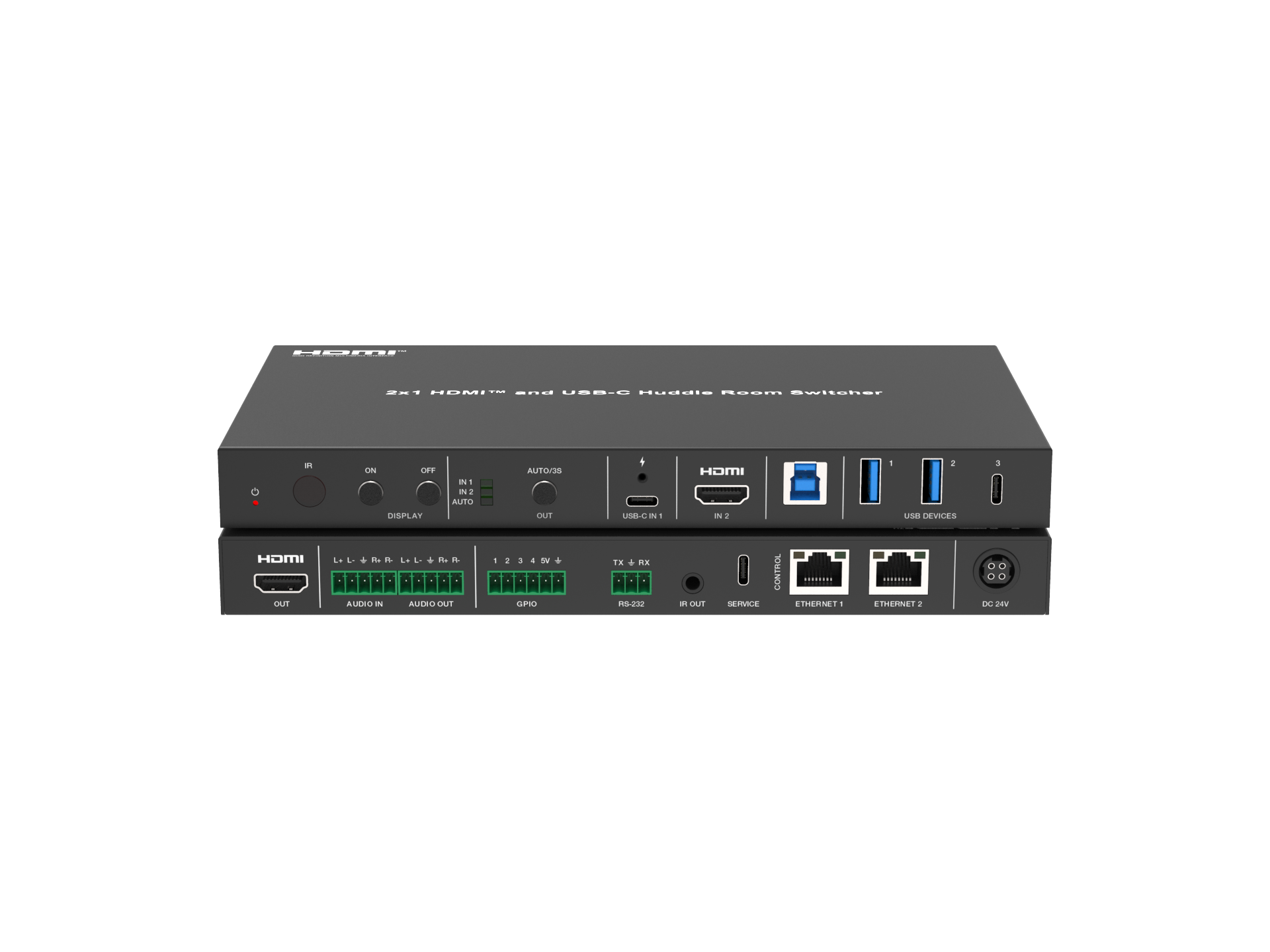 2×1 HDMI and USB-C Huddle Room Switcher – Milivei MV-HS21HC