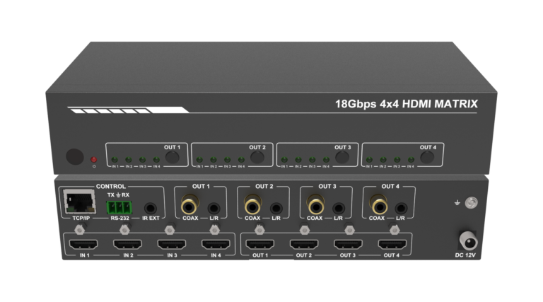 4K60 4×4 HDMI Matrix with Per-Output Scaling & Web GUI Control