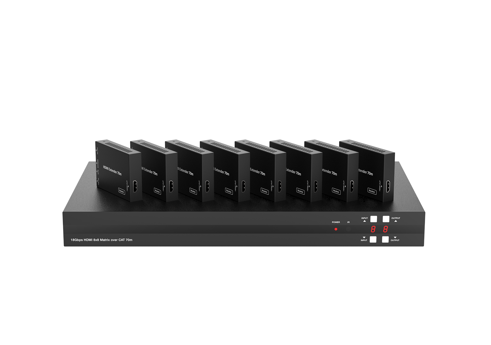 8×8 4K60 HDMI Matrix Extender over CAT – 70m – Milivei MV-MX8870