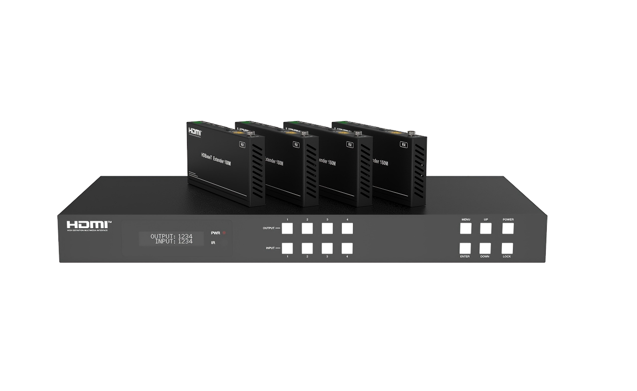 4×4 4K60 HDMI Matrix over HDBaseT – 120m – Milivei MV-MXH44120