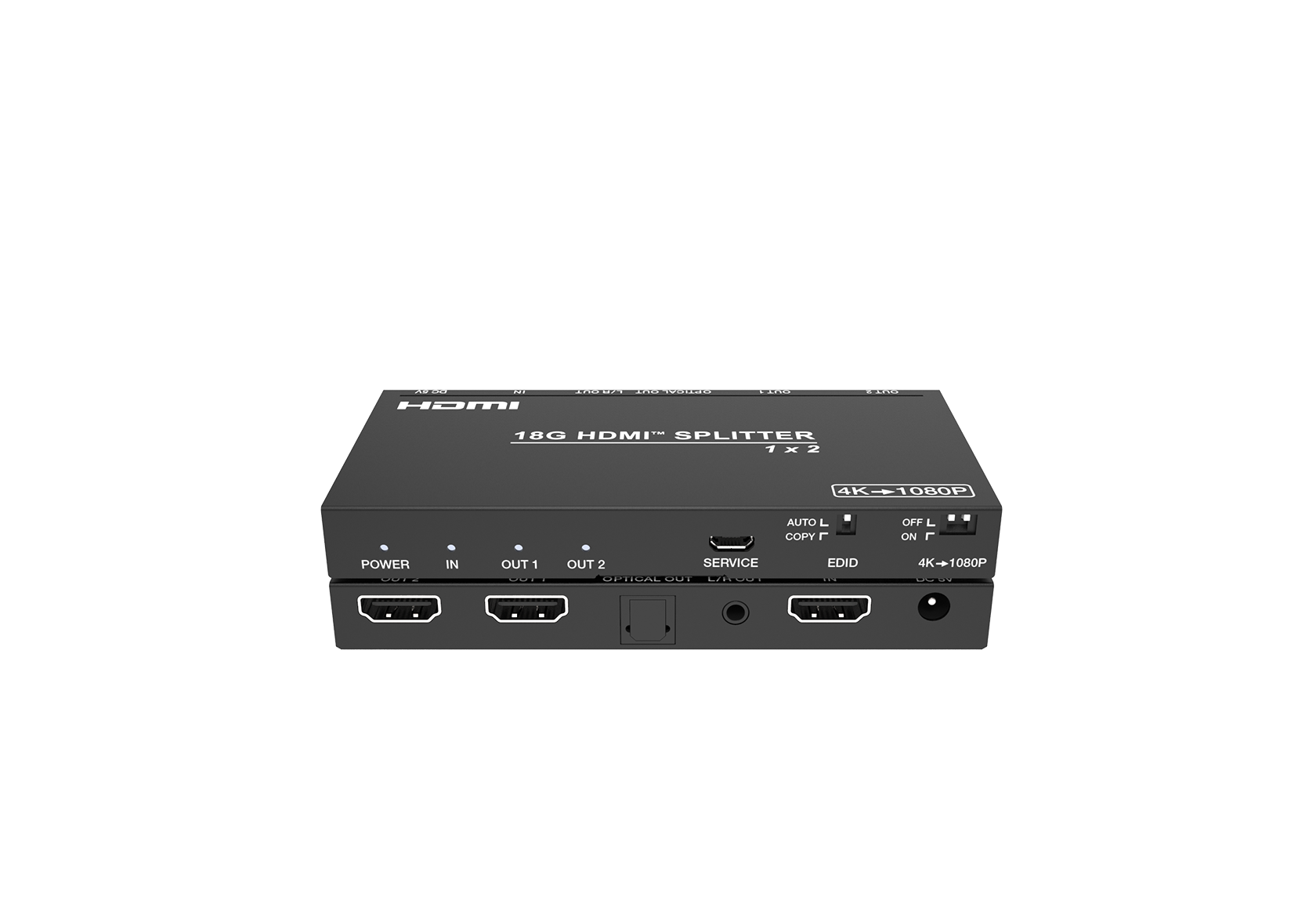4K60 1×2 HDMI Splitter with Audio Extraction and Downscaling – Milivei MV-SP124KAD