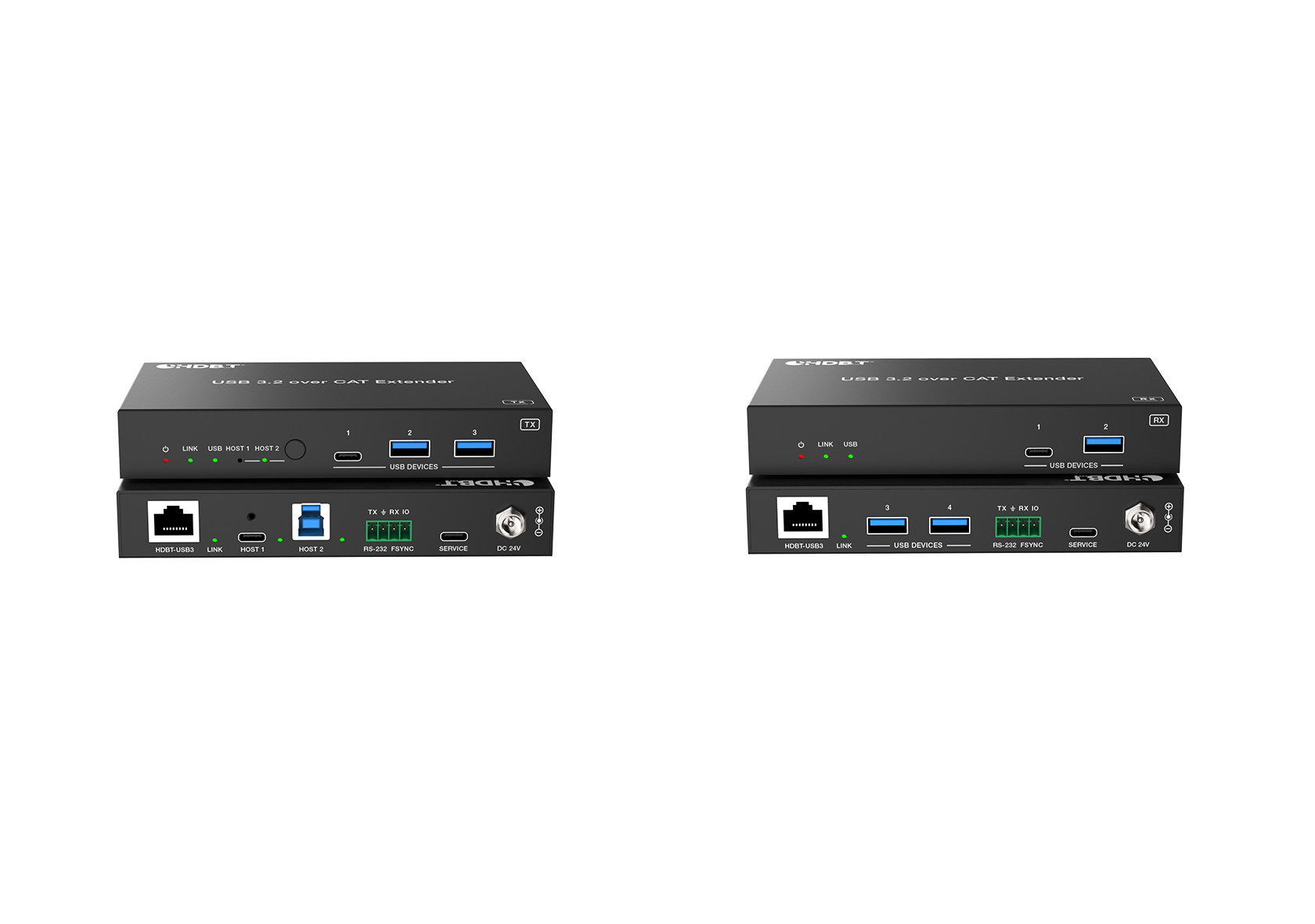 USB 3.2 over CAT Extender – 100m with Dual Hosts – Milivei MV-UX100BC