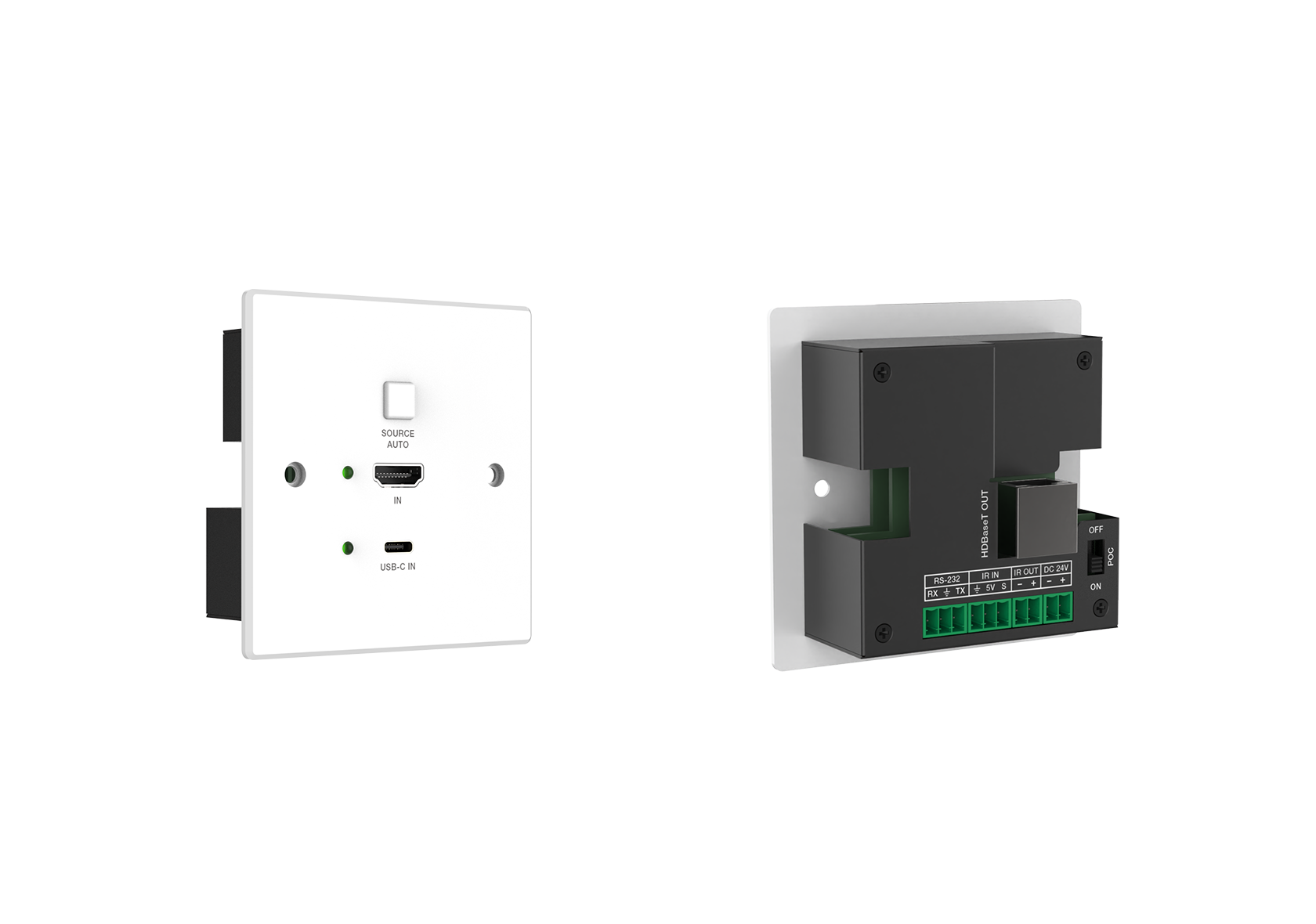4K60 HDMI & USB-C HDBaseT Wall Plate Extender – UK, 150m – Milivei MV-WP1504KHCUK