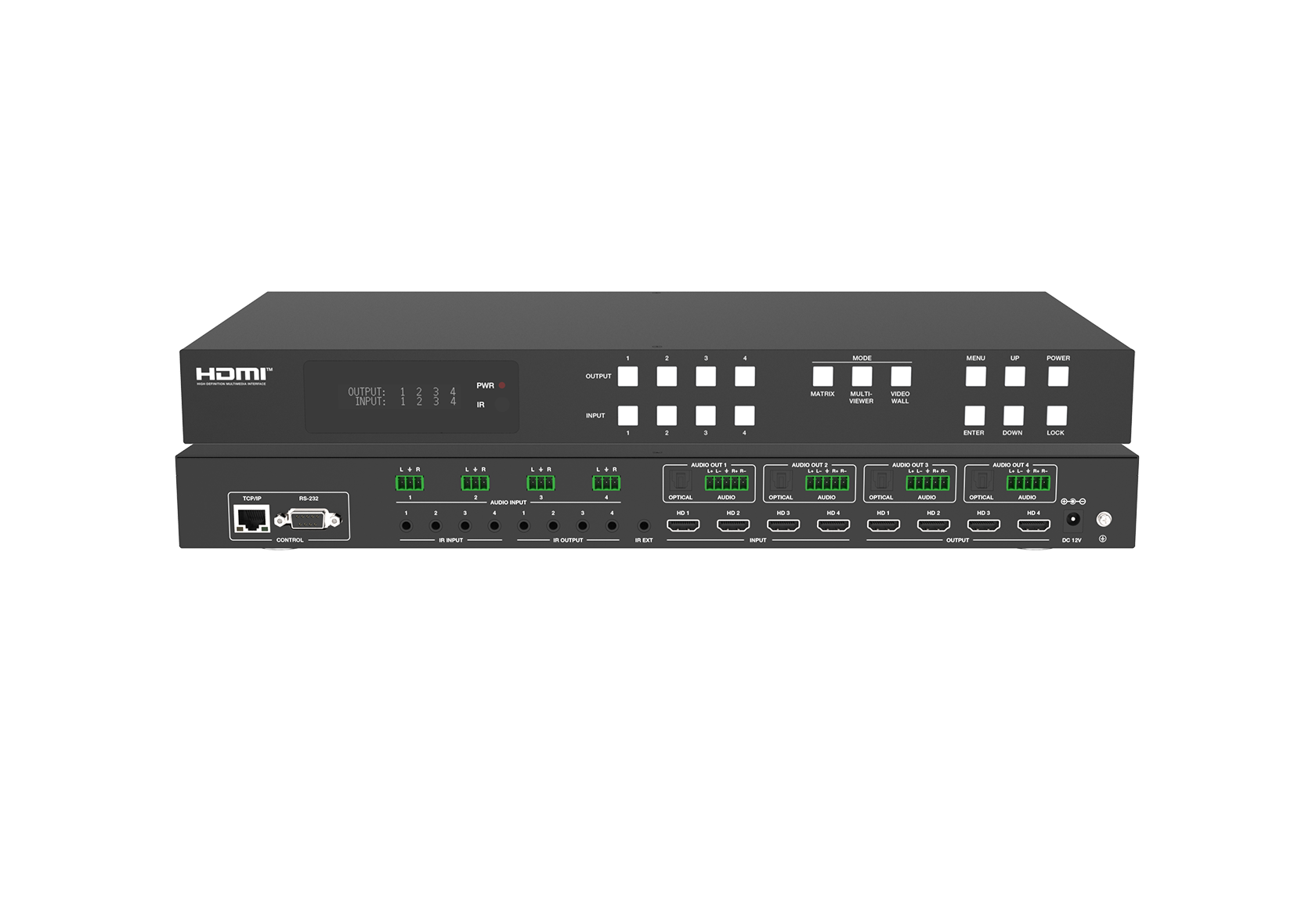 4×4 4K60 Seamless HDMI Matrix with Video Wall & Multiview – Milivei MV-MX444KVW